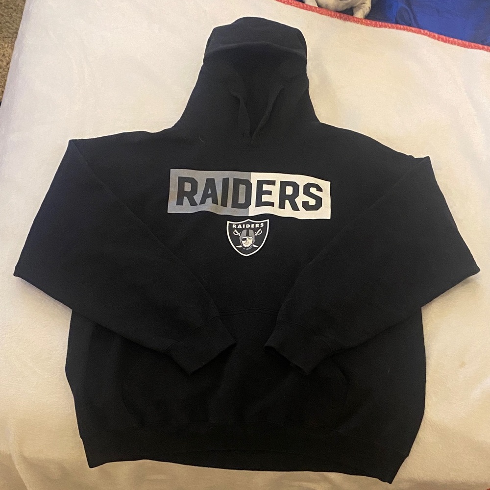Raiders Black and Gray Men's Hoodie